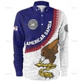 thumbnail image 1 of Camisas de manga larga con estampado 3D del emblema de Samoa Americana de Harajuku de tamaño pequeño para hombres, blusa con solapa gráfica con patrones tribales de Samoa, 1 of 6
