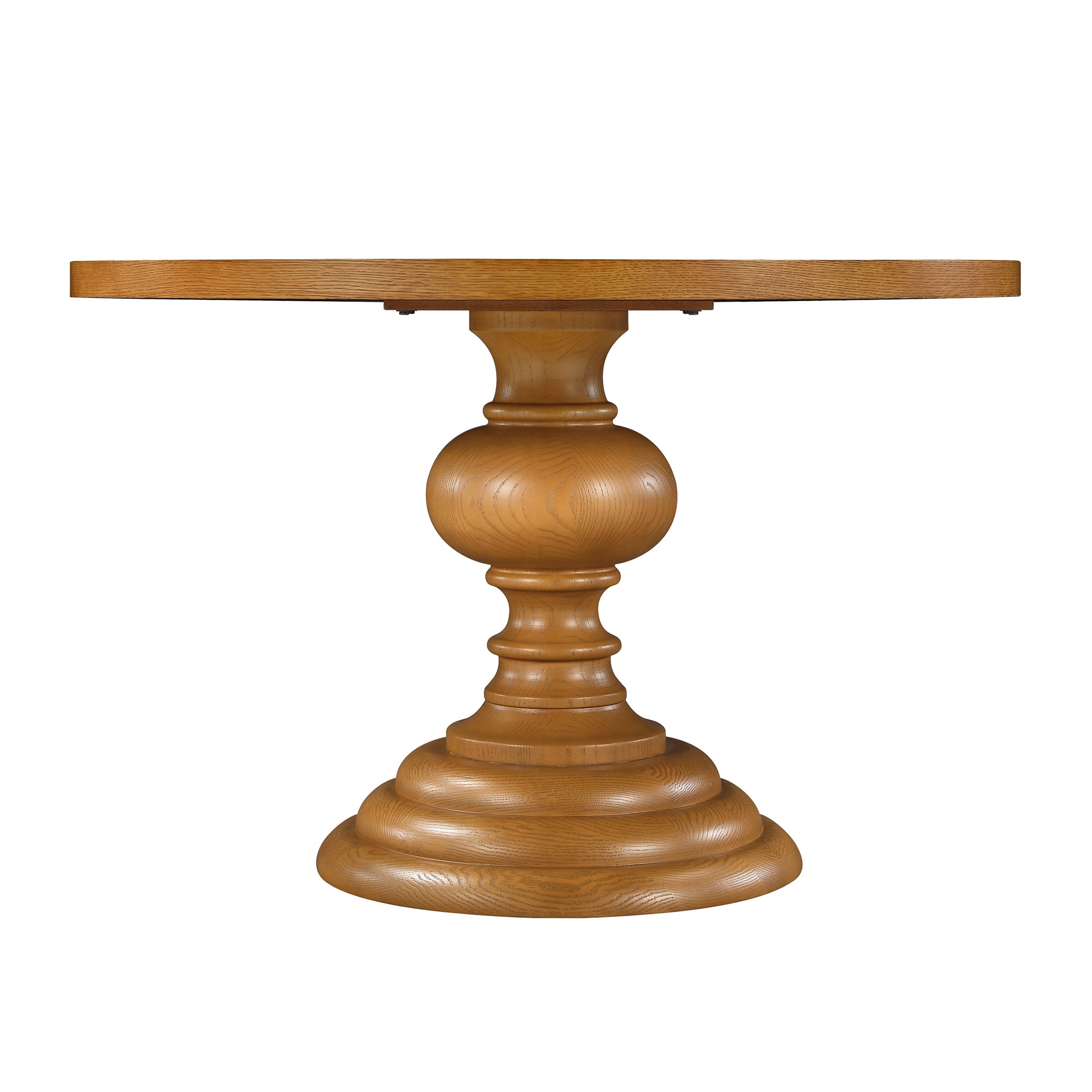 My Texas House Perry Round Dining Table with Warm Brown Finish and Pedestal Base