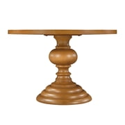 My Texas House Perry Round Dining Table with Warm Brown Finish and Pedestal Base