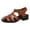 Brown, variant on Fisherman Sandals for Women Low Chunky Heeled Hollow out Strappy Gladiator Shoes Lightweight Soft Leather Summer Dress Shoes Brown Size 8