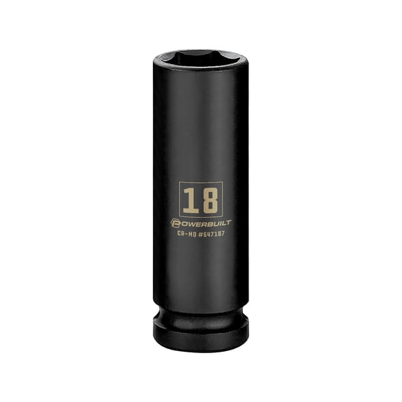 Powerbuilt 1/2 Inch Drive x 18 MM 6 Point Deep Impact Socket - 647187