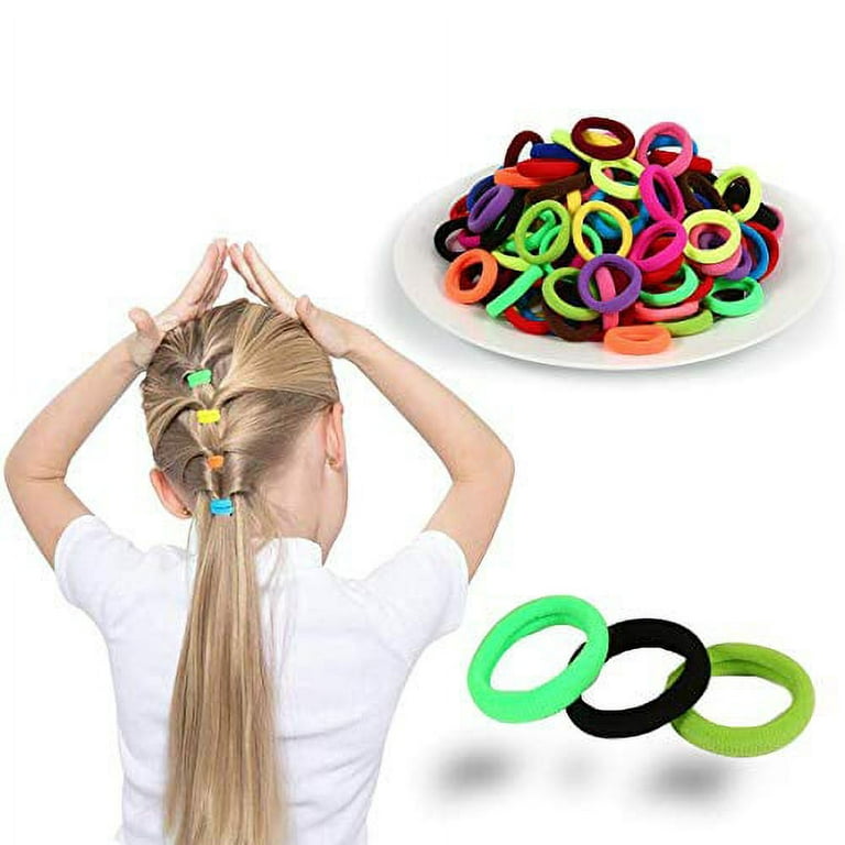 HOYOLS 3/4 Inches Colorful Rubber Bands for Hair Ties Reusable Elastics  Ponytail Holders for Baby Toddler Girls Infants Kids Thick Hair Mini Braids  No