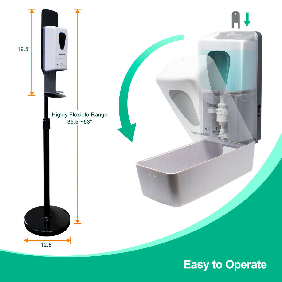 Automatic Soap   Sanitizer Dispenser With Adjustable Floor Stand 