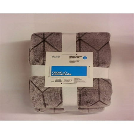 Room Essentials Micromink Printed Blanket - Flat Gray