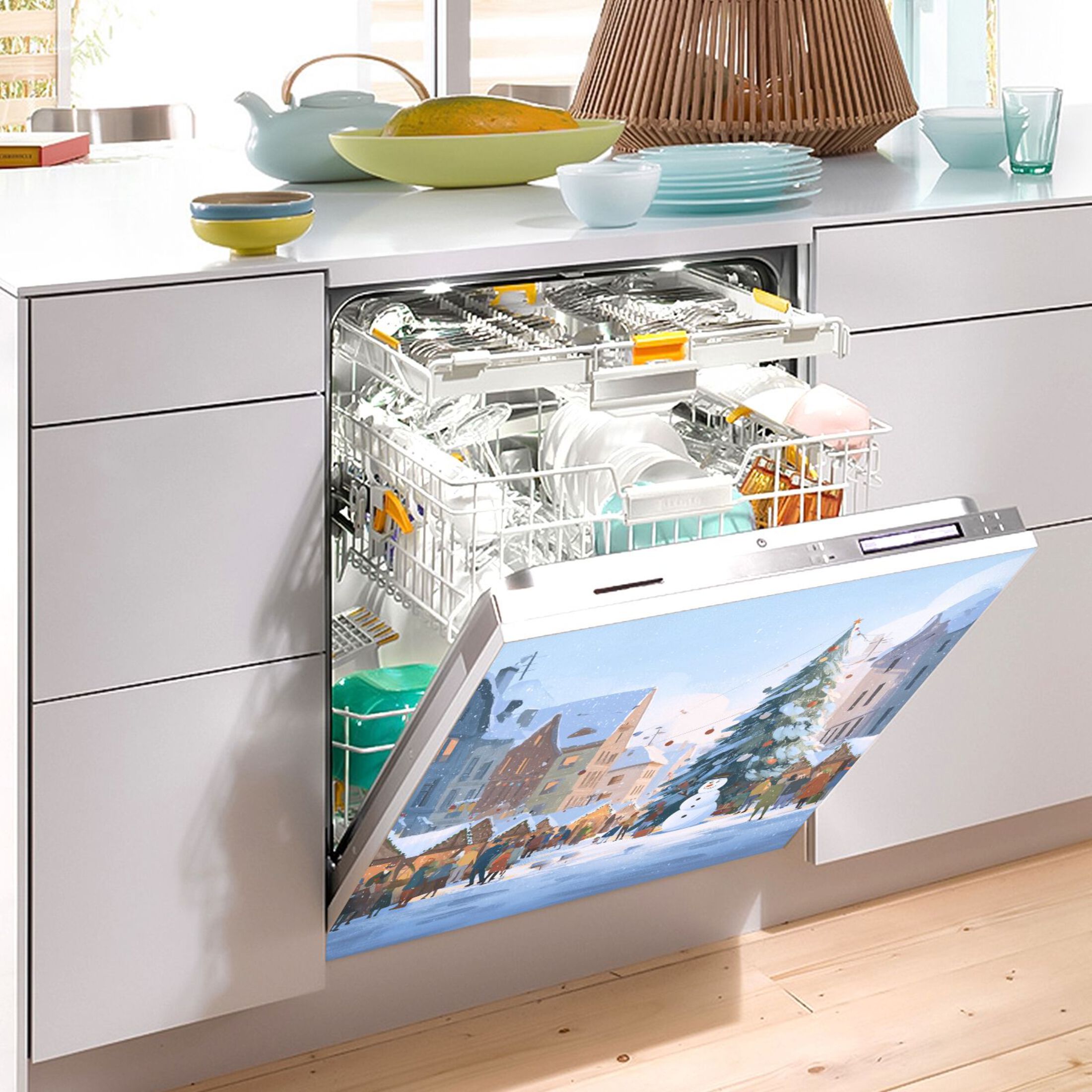 Dishwasher Sticker Magnetic Dishwasher Sticker Magnetic Decorative Sticker Refrigerator Sticker Dishwasher Decorative Stickers Christmas Street in The Snow