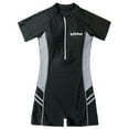 thumbnail image 3 of Traje de Baño para Mujer, Traje de Baño de Manga Corta para Mujer, Traje de Baño Atlético para Surf, Buceo, Cremallera Frontal, Traje de Baño negro gris Fernando  traje de baño de las mujeres, 3 of 8