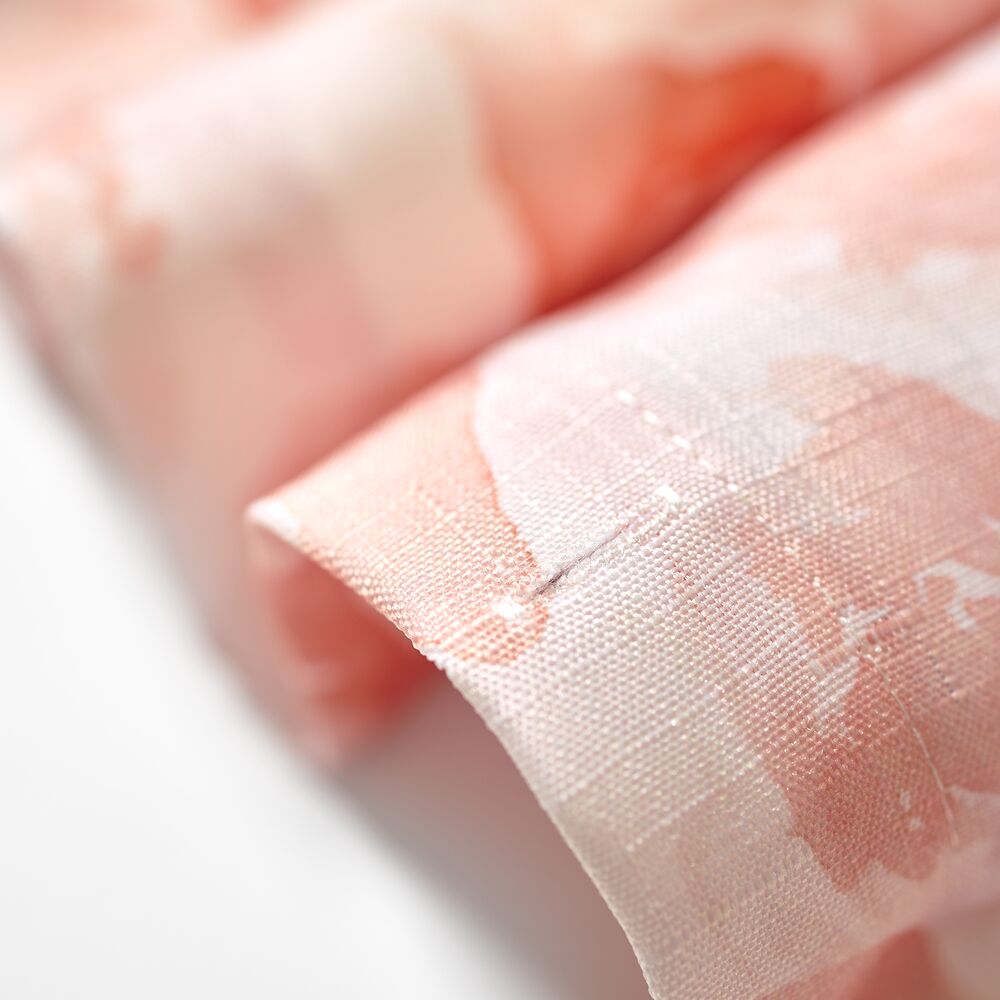 iDesign Polyester Shower Curtain, Peach Watercolor Floral, 12 Reinforced Buttonholes