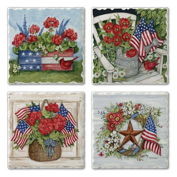Thirstystone "Old Glory" 4-Pack Tumbled Tile Coasters