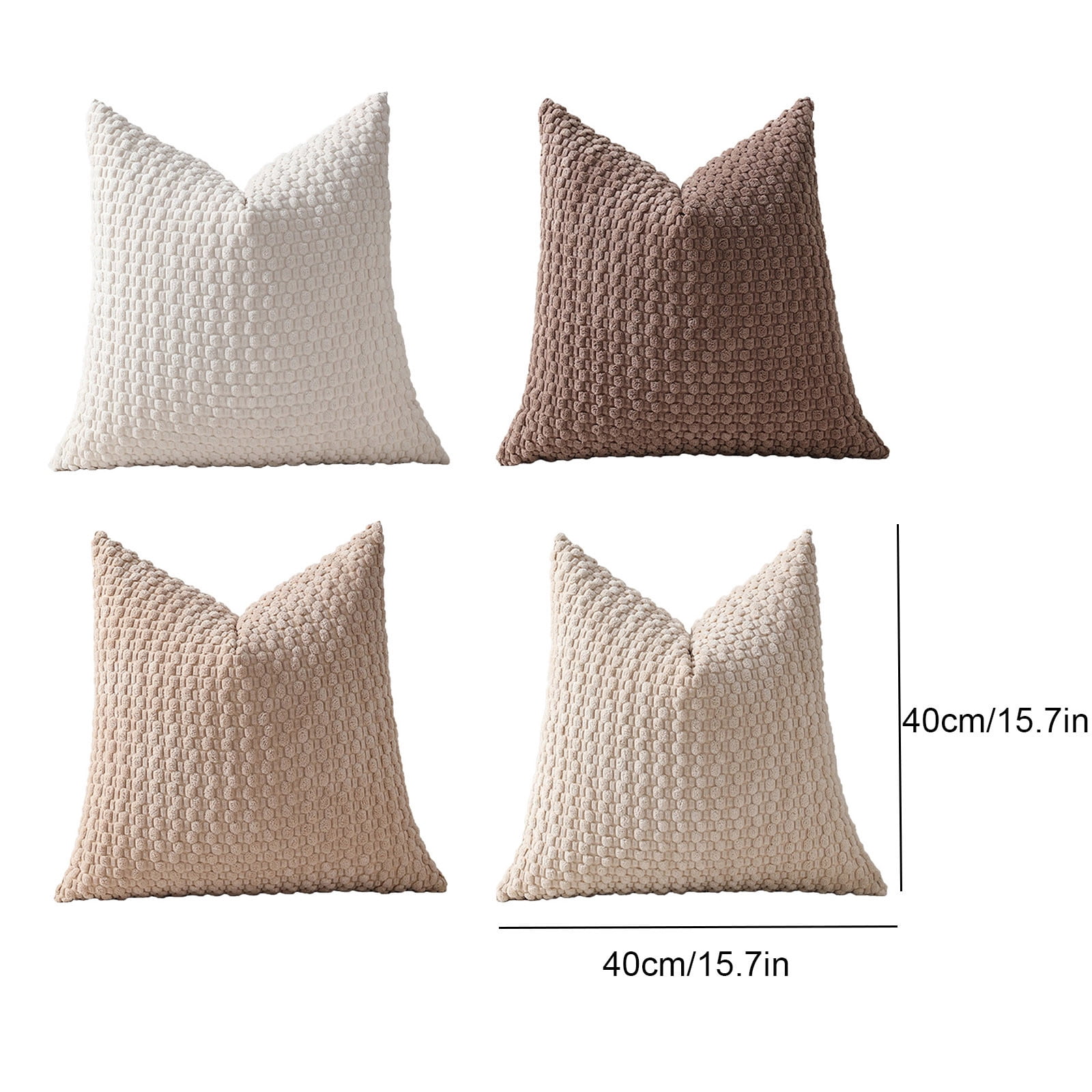 Pack of 4 Neutral Decorative Throw Pillow Covers Farmhouse Boho Home Decor Striped Corduroy Square Pillowcases 18 x 18 Inch Beige Chocolate (Pillow core not included）
