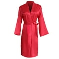 thumbnail image 1 of Fanxing Womens Satin Robe Silk Robes Belted Short Bathrobe Bride Bridesmaid Wedding Silky Bridal Nightgown Loungewear Red M, 1 of 4