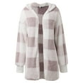 thumbnail image 4 of Letdown Womens Checkered Sherpa Jacket Plaid Long Sleeve Hoodies Coats Gingham Outwear with Pockets Loose Fit Winter warm Coat (Grey,XXXL), 4 of 7