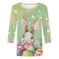 thumbnail image 4 of BiZtdJrK 50% Percent off Sales Today 3/4 Length Sleeve Womens Tops 2025 Fashion 3D Print Pullover Casual Loose Crewneck Tshirt Easter Day Cute Graphic Tees Shirts Multicolor M, 4 of 6