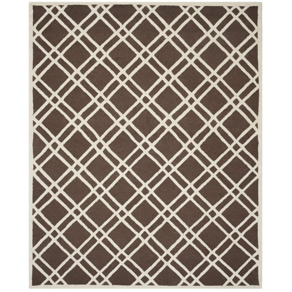 SAFAVIEH Cambridge Judy Geometric Wool Area Rug, Dark Brown/Ivory, 9' x 12'