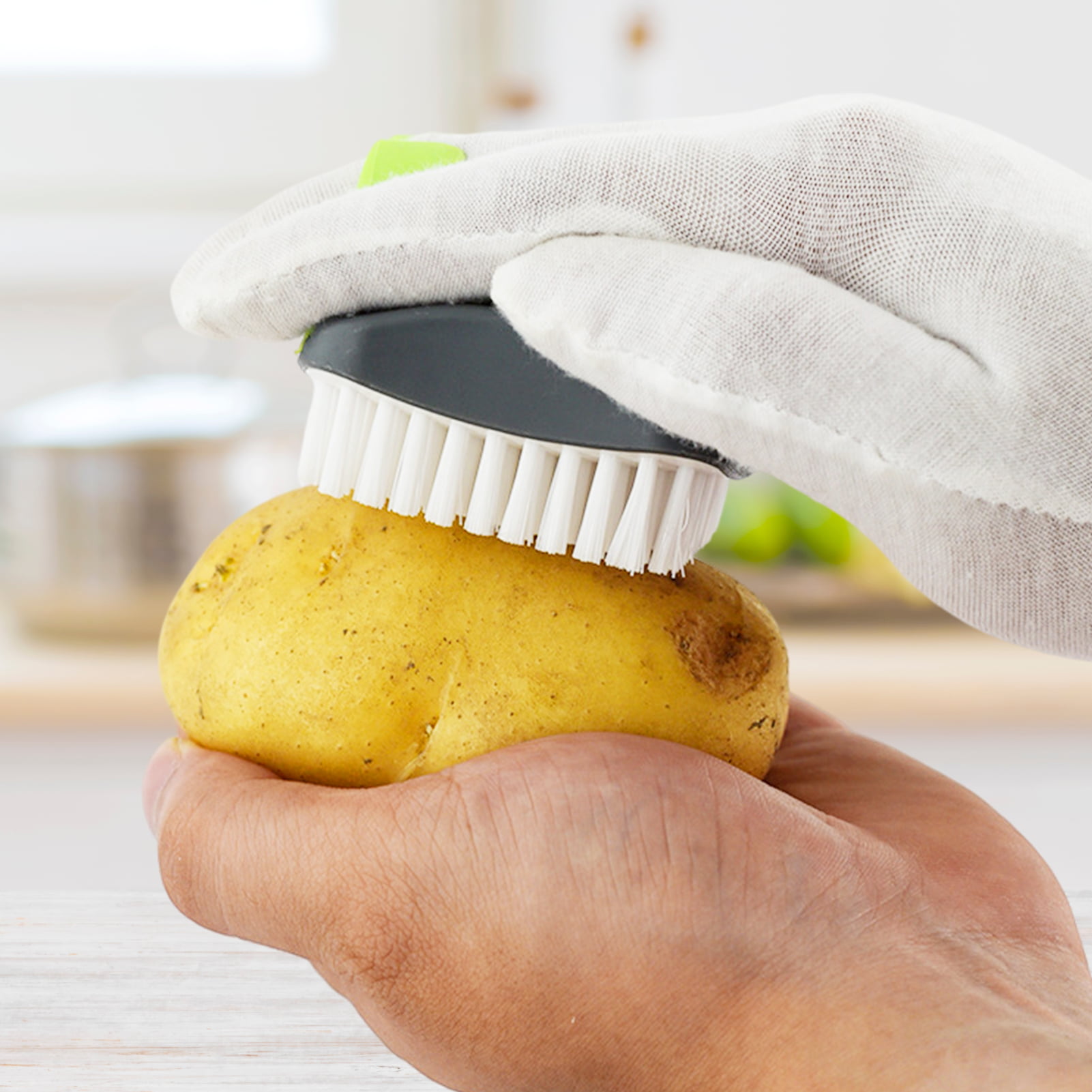 Vegetable Brush - Potato Scrubber Brush, Non-slip Durable Handle With Hook,  Easy To Use And Storage, Perfect For Potato, Radish, Cleaning & Peel, 2 Pa