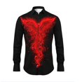 thumbnail image 1 of Camisa con solapa abotonada y diseño de llama de fénix para hombre moderna informal geométrica para fiestas al aire libre suave y cómoda nueva talla grande, 1 of 6
