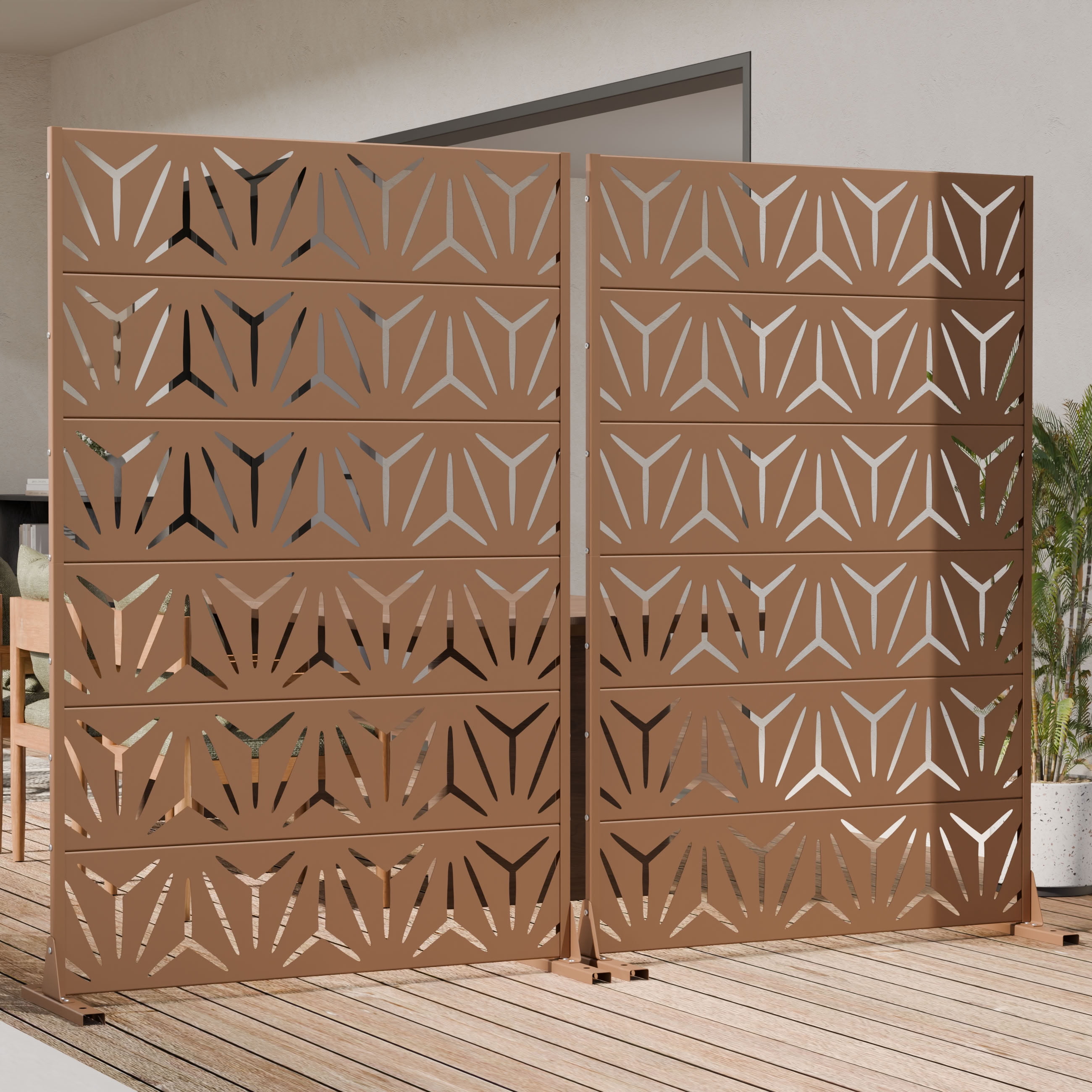 MAYEERTY 6 Panels Metal Outdoor Privacy Screen Garden Divider Patio Backyard Decorative Privacy Fence 2Pcs, 72×47.2×15.7in