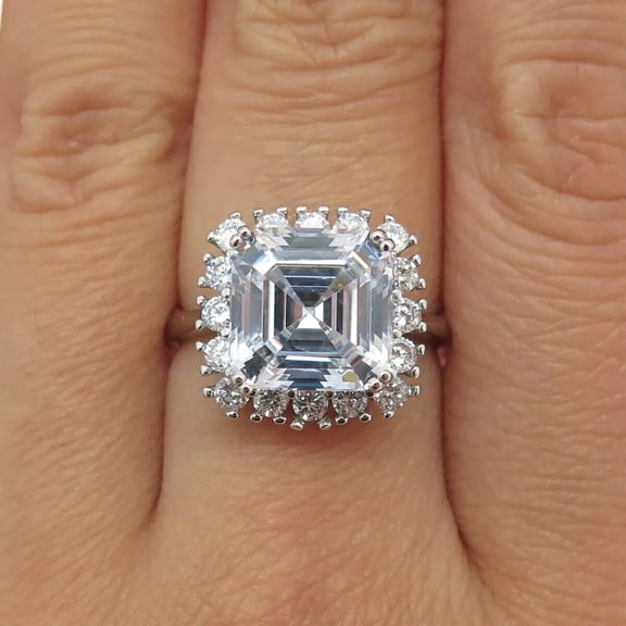2Ct Asscher Cut Lab Created Diamond Women's Wedding Ring 14K White Gold Plated