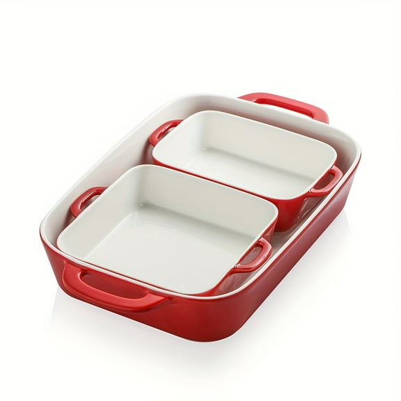 Ceramic Rectangular Baking Dish 12.8 x 8.9 Inches, Porcelain Oven Safe Casserole Pan for Lasagna Cake Dinner Banquet Kitchen Cooking
