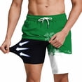 thumbnail image 3 of Iyufng Mens Double Layer Lining Shorts Summer Fashion Printed Beach Shorts with Pockets , Elastic Waistband, Drawstring, 3 of 7