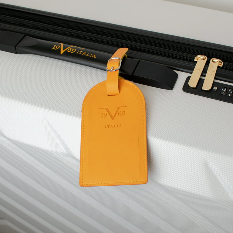 19v69 italia Luggage Tag Pair with Hidden Information Cards - Orange
