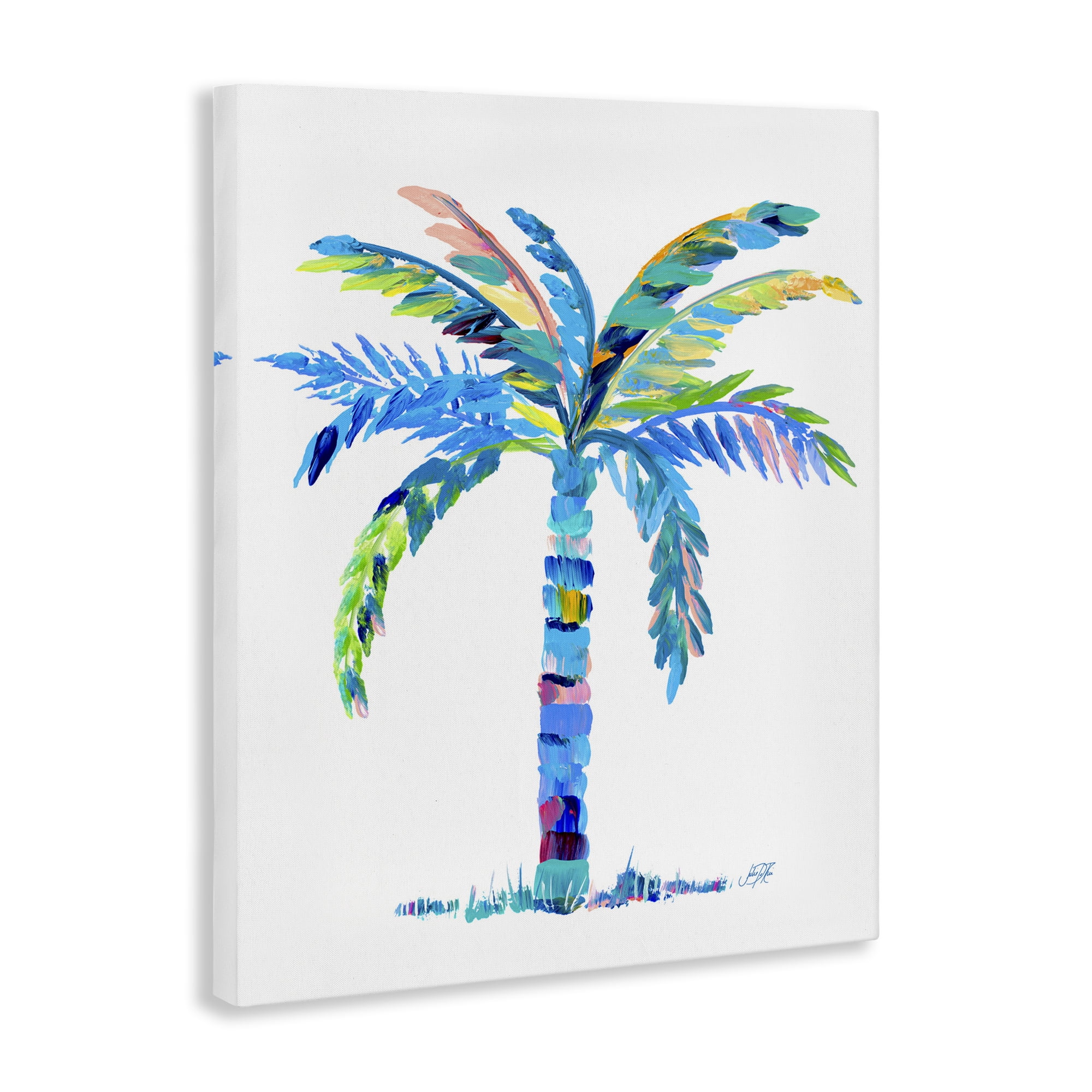 Stupell Industries Bold Blue Palm Tree Botanical & Floral Painting Gallery Wrapped Canvas Art Print Wall Art, 36 x 48
