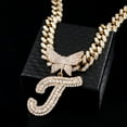 thumbnail image 4 of 2023 New Bling A-Z Letter Pendant Necklace For Women Iced Micro Paved Butterfly Letters Necklace Miami Cuban Chain Trend Jewelry   Gift QY, 4 of 6