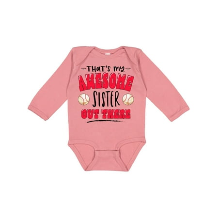 

Inktastic That s My Awesome Sister Out There with Baseballs Gift Baby Boy or Baby Girl Long Sleeve Bodysuit