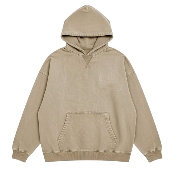 Curuila Mens Hoodies Pullover With Pocket Long Sleeve Hooded Solid Color Sweatshirt For Men Loose Fit Fashionable Soft Tops Beige Size L