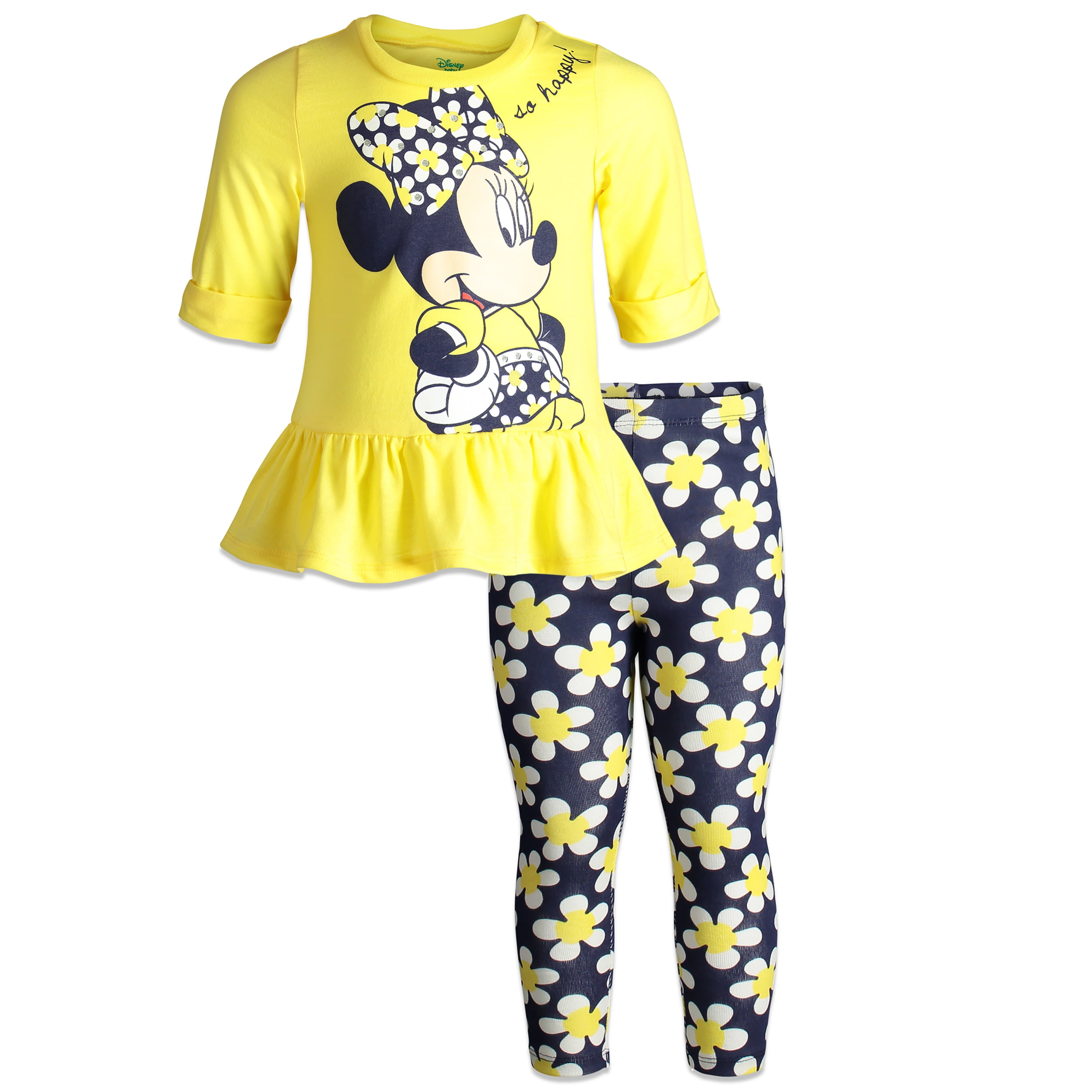 Minnie Mouse Girls Long Sleeve Ruffle Top and Sparkly Leggings Brand new