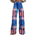 thumbnail image 2 of Tnhcen Women's Patriotic Star Spangled Wide Leg Pants - Vintage Print Straight Leg Casual Cargo Pants with Pockets S-5XL Independence Day Style, 2 of 6