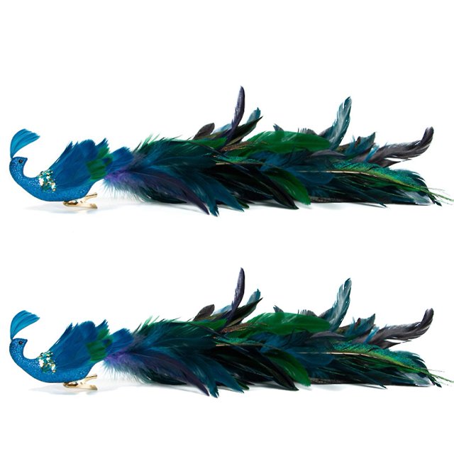 Colgante de pavo real de simulación YUANXCMXG para árbol de Navidad