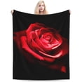 thumbnail image 6 of Red Black Rose Stylish Flower Blanket, Soft Blankets Flannel Bed Throw Cozy Lightweight Plush Gifts for Women Girls Sofa Couch Bedroom Living Rooms Warm All Season, Home Decor, 60"x50", 6 of 6