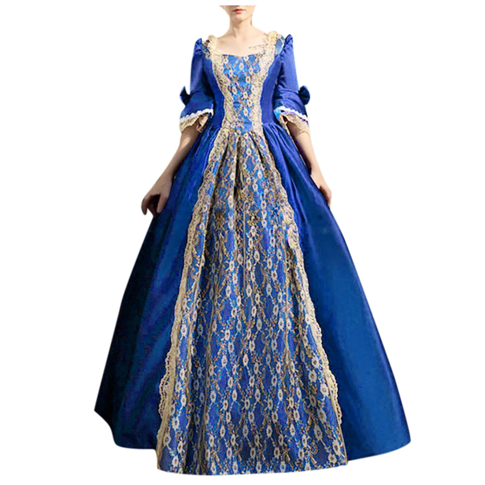 Medieval Renaissance Gown Dress For Women - Medieval Court Gown Dresses For  Women Renaissance Victorian Costumes Half Sleeve Lace Splice Dress  Halloween Cosplay, Fortune Teller Costume 