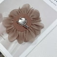 thumbnail image 5 of 14cm/5.5" Big Silky Fabric Flower Brooch Pin for Women Girls Dainty Peony Camellia Brooches Duckbill Alligator Hair Clips Barrettes Floral Hair Pins Wedding Holiday Costume Accessories (Coffee), 5 of 12