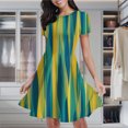 thumbnail image 2 of Abstract Teal Yellow Design Pattern Women's Classic Swing Skater Dress Casual Work Party Cocktail Dresses, 2 of 6