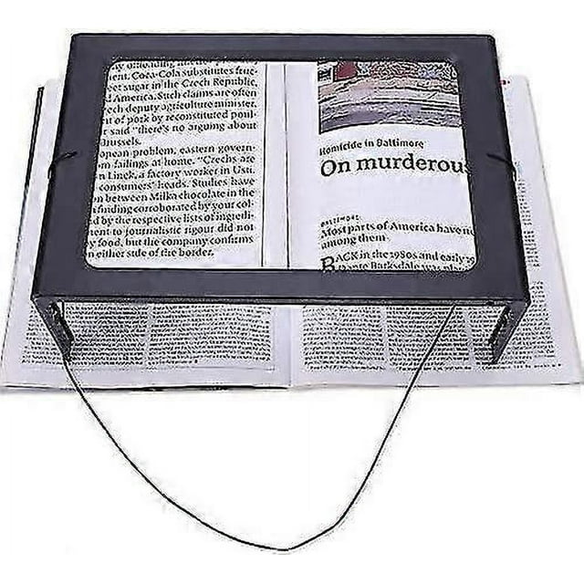 Large A4 Reading Magnifier With 4 Led Light,3x Full Page Magnifying Glass Foldable Desktop Stand Magnifier Hands-free Rectangular Loupe Reading Aid