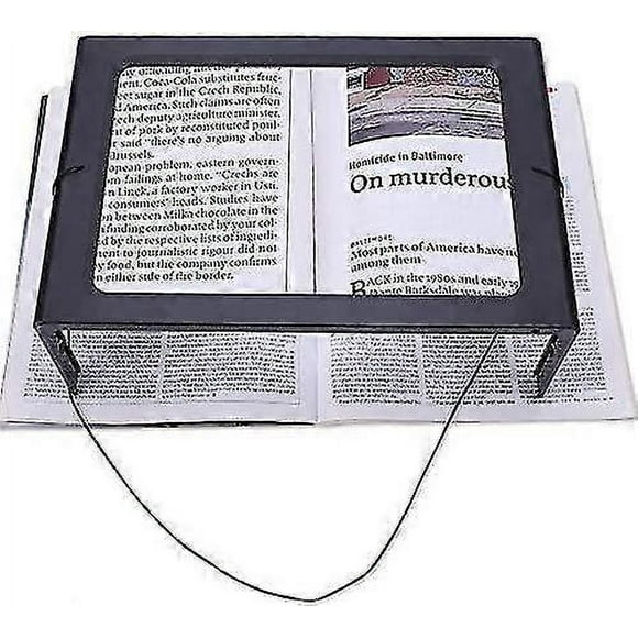Grande Loupe de Lecture A4 avec 4 Lumières DEL, Loupe Pleine Page 3x Pliable de Bureau sur Pied, Loupe Mains Libres Rectangulaire, Aide à la Lecture