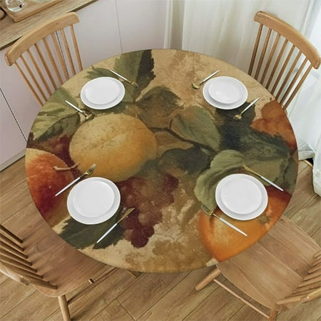 

Autua Fruit Wall Painting Round Tablecloth 100% Polyester Table Cover Outdoor Fitted Stain-Resistant and Washable for Restaurants Weddings Parties 54 -58