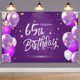 thumbnail image 1 of Hamigar Fondo De Pancarta De Feliz Cumpleaños Número 65 De 6 X 4 Pies - Decoraciones De Cumpleaños De 65 Años Suministros Para Fiestas Para Mujeres - Púrpura, 1 of 5