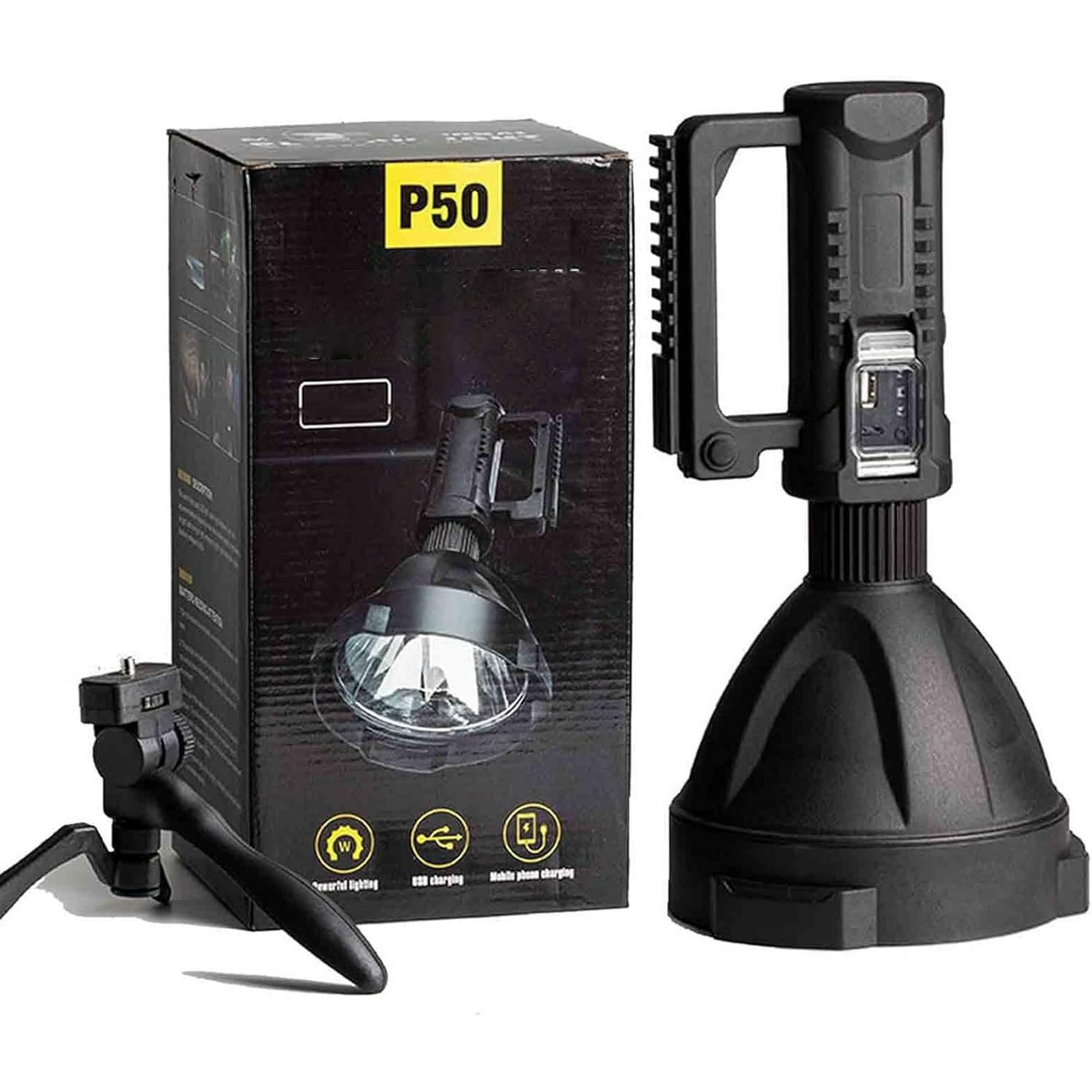 Ms32 Flashlight 200000 Lumens, Super Bright LED Searchlight with Tripod, Handheld Spotlight for Camping, Spotlight, Multifunctional Night Fishing Camping Light, Worlds Brightest Flashlight (Small)