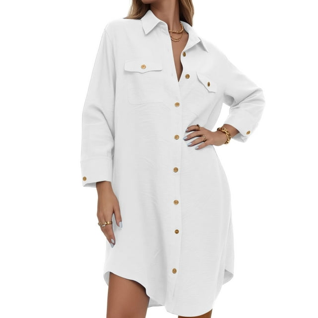 Qetyuw Womens Long Cardigan Coat Button Down Loose Fit Open Front Cardigans Jacket Casual Lightweight Long Sleeve Coats