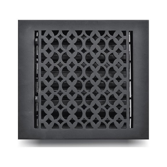 Cast Aluminum Floor Register with Holes and Matching Screws | Modern Design Heavy Duty Cast Aluminum | Size 9" X 9" VR-100 | Black