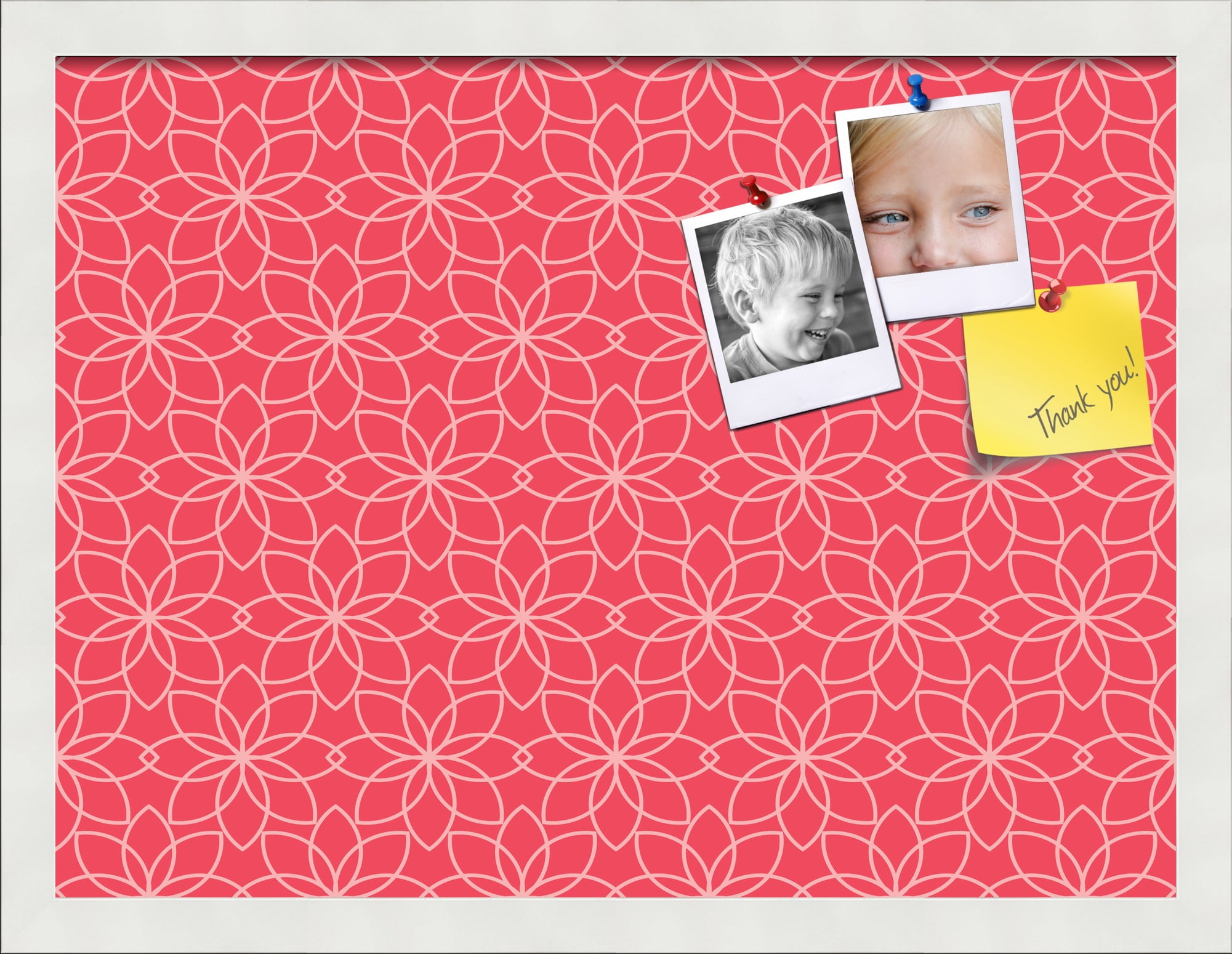 PinPix 20x15 Custom Cork Bulletin Board Floral Pink Poster Board Has a