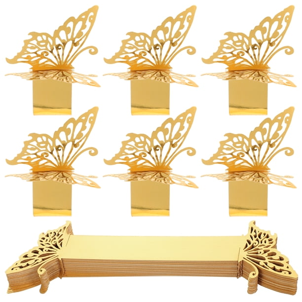 50 piezas de servilleta anillos de servilletas de servilleta de la fiesta de la fiesta de la fiesta de las mariposas de metal anillos de servicio