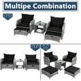 thumbnail image 6 of 5 Pieces PE Wicker Outdoor Chairs with Ottoman, 5 PCS Rattan Patio Furniture Chairs with Pull Out Ottoman & Side Table for Porch Balcony Sunroom, Black, 6 of 17