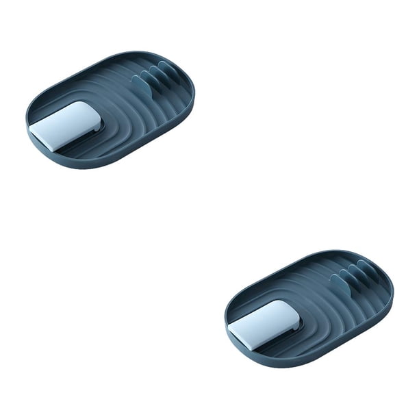 Wosthever Soporte para cucharas, utensilios de cocina de plástico, estante de almacenamiento para cucharones, encimera para restaurante, tapa de Azul 2Conjunto