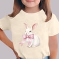 thumbnail image 2 of Yxbdin Easter Shirts for Kids Easter Day Printed Shirt Short Sleeve Rabbit with Bow Graphic Blouses Summer Outdoor Tops Girls Festival Outfits Beige 150, 2 of 6