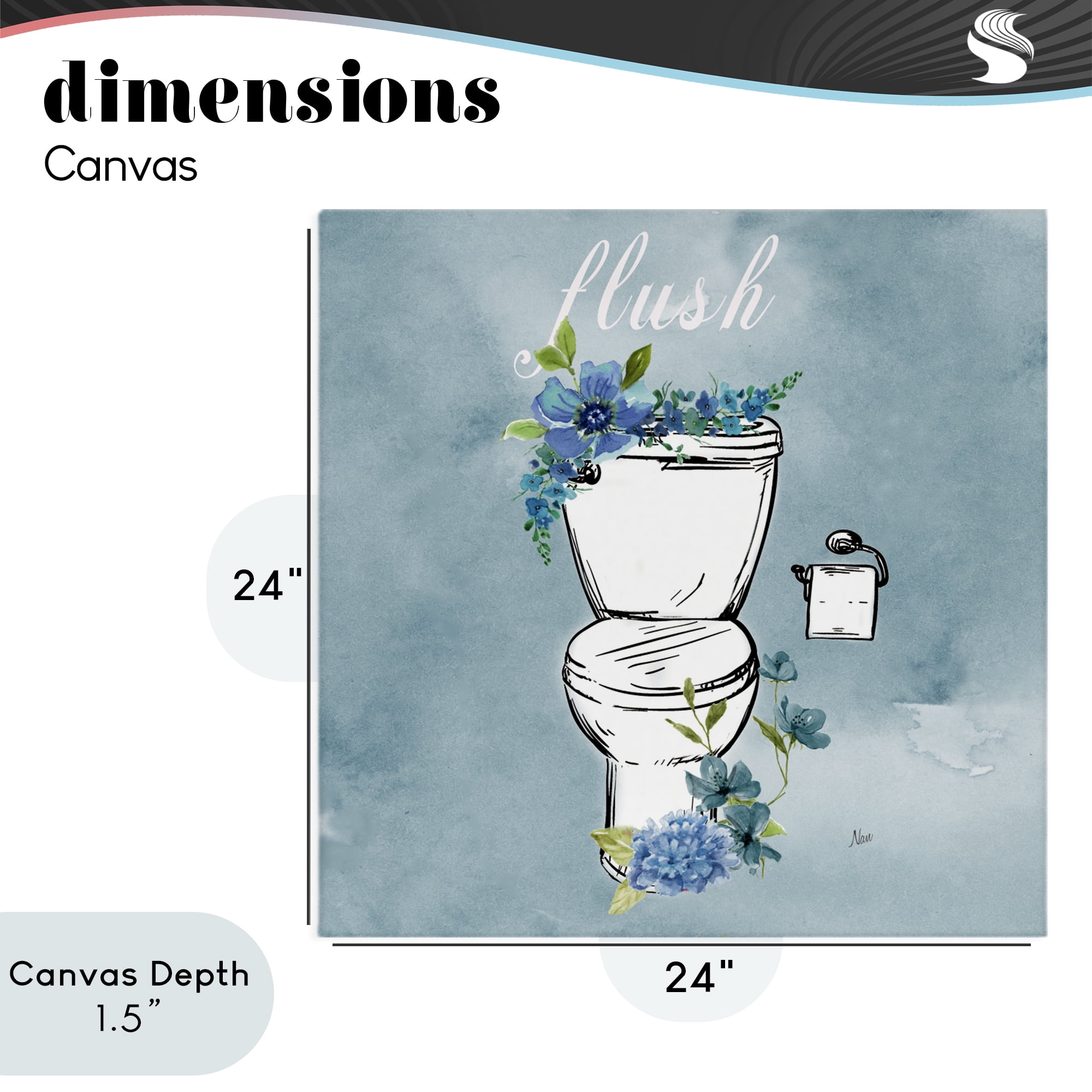 Stupell Industries Floral Bathroom Rules Flush Canvas Wall Art, design by Nan