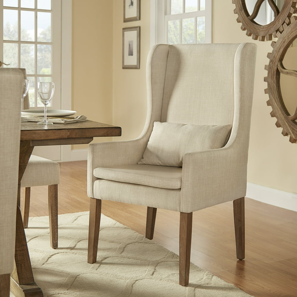 Weston Home Josephine Linen Wingback Dining Chair with Throw Pillow