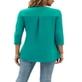 thumbnail image 5 of JUNWELL Women 3/4 Sleeve V-Neck Blouses  Button-down ShirtsTops Spring Loose Casual Shirts Streetwear, 5 of 6
